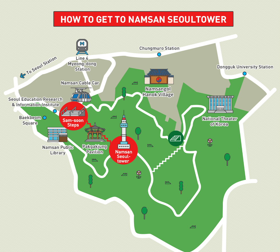 how to get to namsa seoultower map